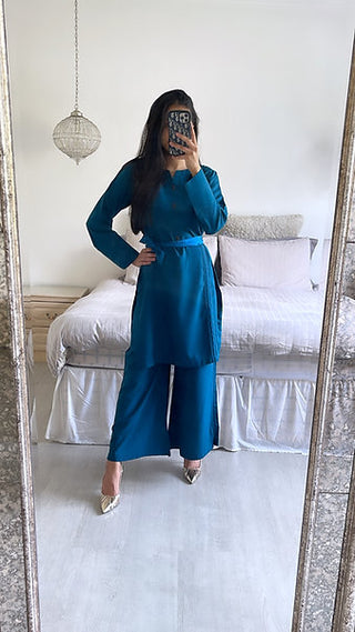 TEAL TWO PIECE LINEN CO ORD