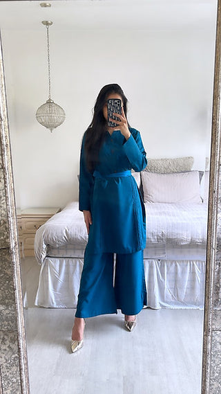 TEAL TWO PIECE LINEN CO ORD