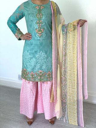 THREE PIECE JACQUARD LAWN OUTFIT