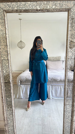 TEAL TWO PIECE LINEN CO ORD