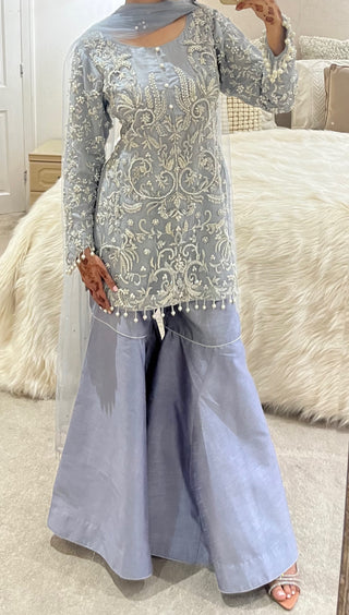 SILVER HEAVY EMBELLISHED OUTFIT