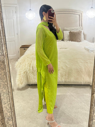 GREEN SEQUIN OUTFIT WITH BACK DETAIL