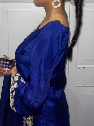 BLUE OUTFIT WITH HAND EMBELLISHMENTS
