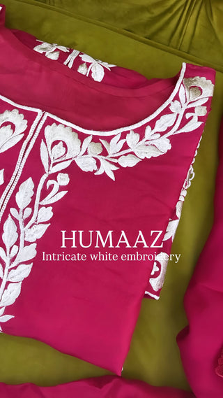 HOT PINK OUTFIT WITH WHITE EMBROIDERY