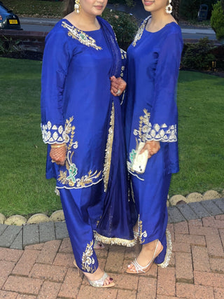 BLUE OUTFIT WITH HAND EMBELLISHMENTS