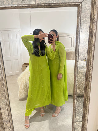 GREEN SEQUIN OUTFIT WITH BACK DETAIL