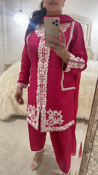 HOT PINK OUTFIT WITH WHITE EMBROIDERY