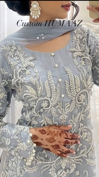 SILVER HEAVY EMBELLISHED OUTFIT