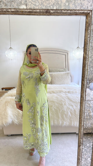 GREEN HEAVY EMBELLISHED OUTFIT